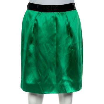 Pre Owned D&G Green Satin Mini Skirt M