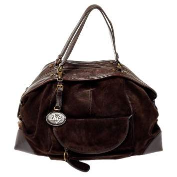 Pre Owned D&G Dark Brown Suede and Leather Janet Satchel