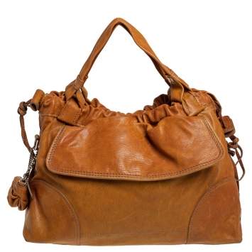 Pre Owned D&G Tan Leather Linda Drawstring Tote