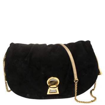 Pre Owned D&G Black Suede and Leather Trim Vlada Shoulder Bag