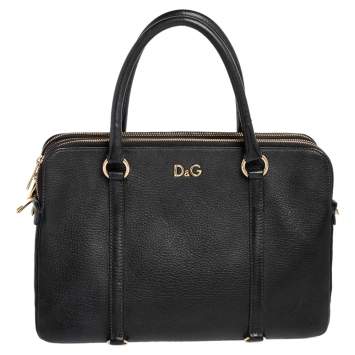 Pre Owned D&G Black Leather Lily Twist Satchel 