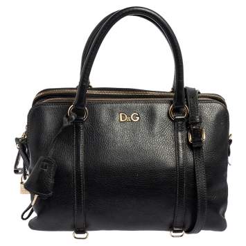Pre Owned D&G Black Leather Lily Twist Satchel 