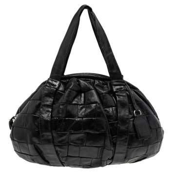 Pre Owned D&G Black Woven Leather Miss Diana Hobo