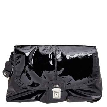 Pre Owned D&G Black Patent Leather Oversized Clutch