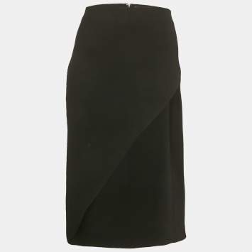 Pre Owned David Koma Black Wool Slit Pencil Skirt S