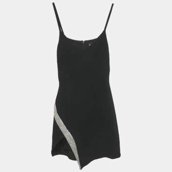 Pre Owned David Koma Black Crystal Embellished Crepe Mini Dress S