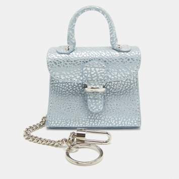 Pre Owned Delvaux Blue/Silver Leather Brilliant Bag Charm