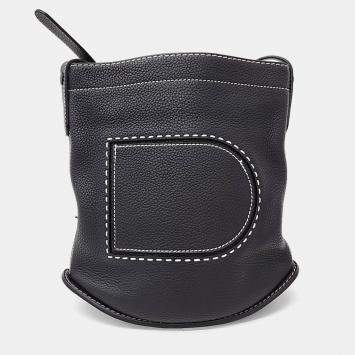 Pre Owned Delvaux Black Leather Pin Shoulder Bag
