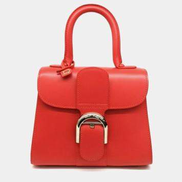 Delvaux Red Leather Briand Mini Box bag