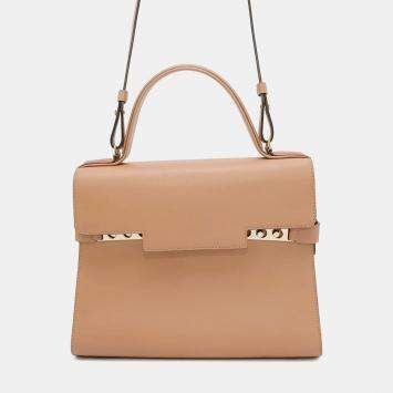 Pre Owned Delvaux Tempe MM Beige Leather Handbag