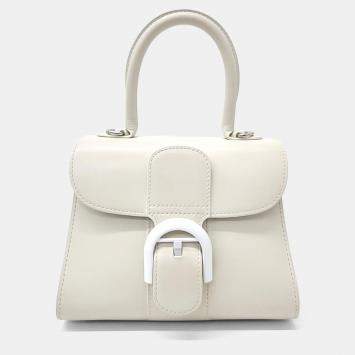 Pre Owned علبة صغيرة ديلفو برياند بيضاء جلدية عجل