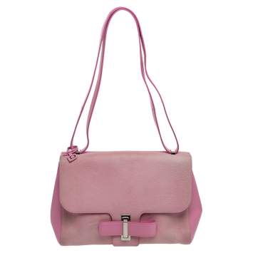 Pre Owned Devlaux Pink Leather Flap Shoulder Bag