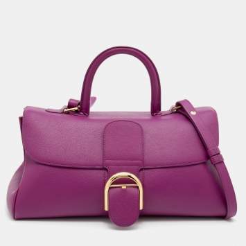 Pre Owned Delvaux Purple Leather Brillant East West Top Handle Bag