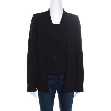 Pre Owned 10 Crosby Derek Lam Black Crepe Faux Vest Detail Layered Blazer S