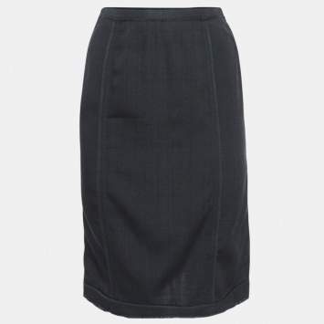Pre Owned Dolce & Gabbana Black Crepe Piping Detail Pencil Skirt S