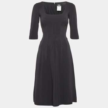 Pre Owned D&G Vintage Black Jersey Flared Short Dress S