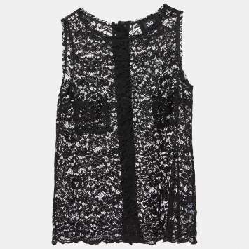 Pre Owned D&G Black Lace Sleeveless Top M