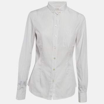 Pre Owned D&G White Stripe Cotton Button Front Shirt M