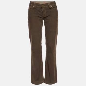 Pre Owned D&G Brown Corduroy Lovely Regular Fit Jeans M/Waist 34"