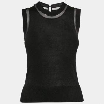 Pre Owned D&G Black Silk and Lurex Knit Sleeveless Top S