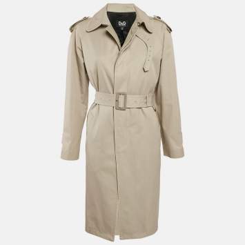 Pre Owned D&G Beige Cotton Belted Mid-Length Coat S
