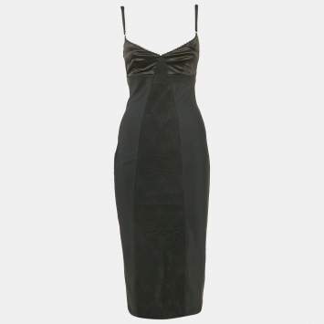 Pre Owned D&G Black Jersey Lace Overlay Detail Midi Slip Dress S