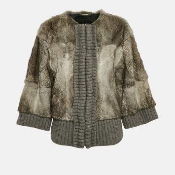 Pre Owned D&G Grey Rabbit Fur Coat M