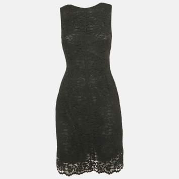 Pre Owned Dolce & Gabbana Black Lace Sleeveless Mini Dress M