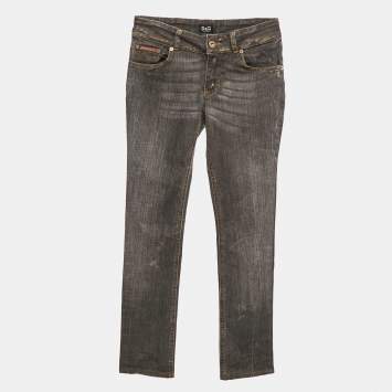 Pre Owned D&G Grey Washed Denim Low Waist Flared Fit Jeans S Waist 24"