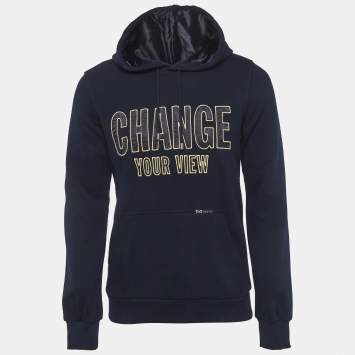 مملوكة مسبقًا D&G Navy Blue Jersey "Change Your View" Hoodie L