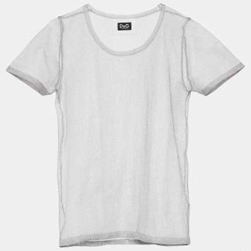 Pre Owned D&G Silver Mesh Sheer Top M