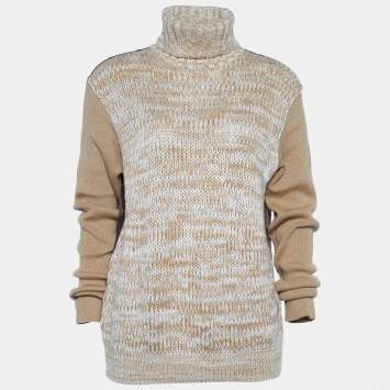 Pre Owned D&G Brown Argyle & Chunky Knit Turtleneck Sweater XL