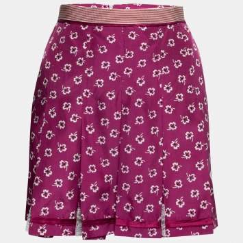 Pre Owned D&G by Dolce & Gabbana Pink Printed Silk Mini Skirt S