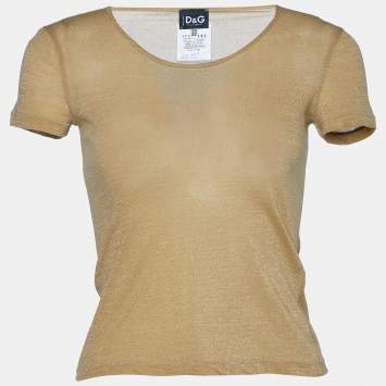 Pre Owned D&G Metallic Gold Lurex Top M