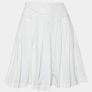 Pre Owned D&G White Cotton Pleated Mini Skirt M