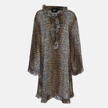 D&G Brown Animal Printed Cotton Shift Dress M