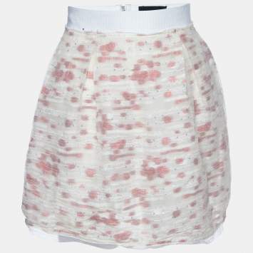 Pre Owned D&G White Fil Coupe Silk Mini Skirt XS
