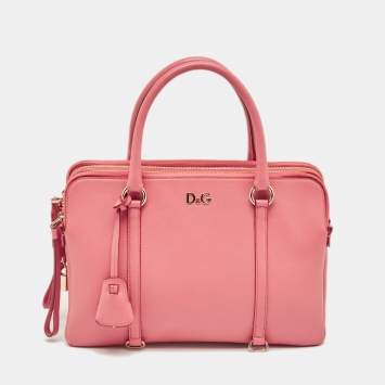 Pre Owned D&G Pink Leather Lily Twist Satchel