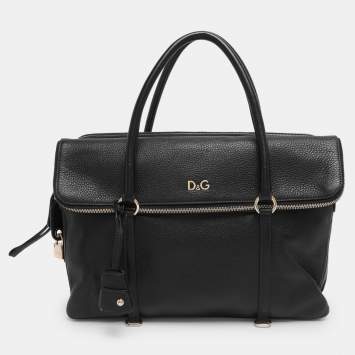 Pre Owned D&G Black Leather Lily Twist Satchel