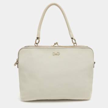 Pre Owned حقيبة بمقبض علوي دي آند جي ليلي تويست جلد بيج