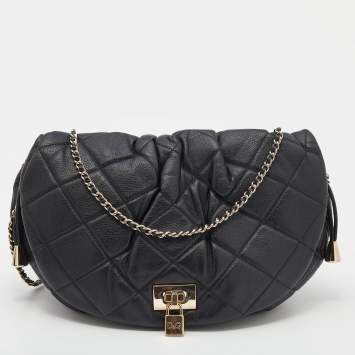 Pre Owned D&G Black Quilted Leather Vlada Crossbody Bag