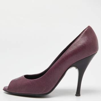 Pre Owned D&G Burgundy Leather Peep Toe Pumps Size 38