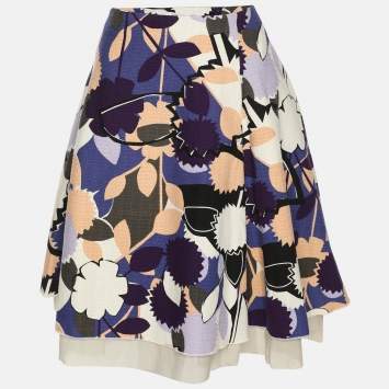 Pre Owned Diane Von Furstenberg Multicolor Printed Canvas Adella Midi Skirt M