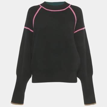 مملوكة مسبقًا Diane Von Furstenberg Black Wool Blend Rhylee Sweatshirt L