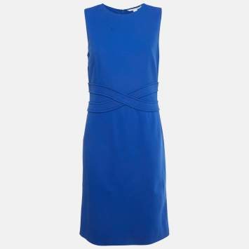Pre Owned Diane Von Furstenberg Blue Jersey Evita Dress M