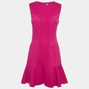 مملوكة مسبقًا Diane Von Furstenberg Magenta Stretch Knit Mini Dress S