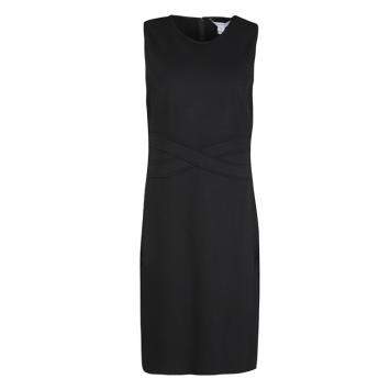 Pre Owned Diane Von Furstenberg Black Jersey Evita Sleeveless Shift Dress M