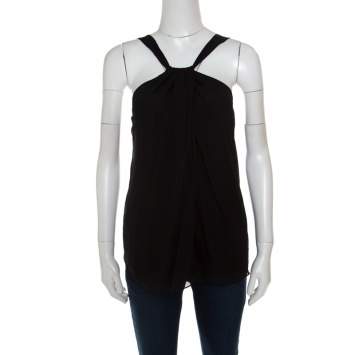 Pre Owned Diane von Furstenberg Black Silk Sleeveless Lilita Top S
