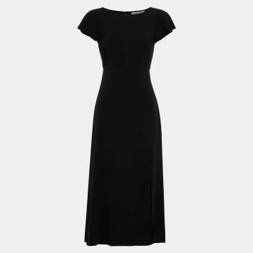 Pre Owned Diane Von Furstenberg Black Crepe Midi Dress US 2