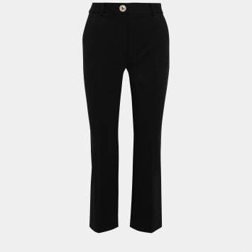 Pre Owned Diane Von Furstenberg Black Crepe Straight-Leg Pants M (US 8)